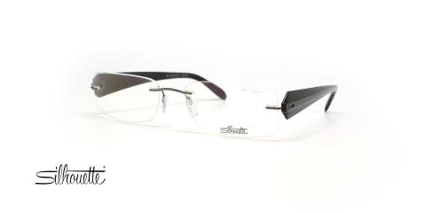 عینک طبی گریف مستطیل سیلوئت با دسته های مشکی - عکس از زاویه سه رخ