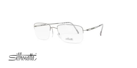 عینک طبی زیرگریف سیلوئت - بدنه نقره ای آب کاری طلا سفید - عکاسی وحدت - زاویه سه رخ