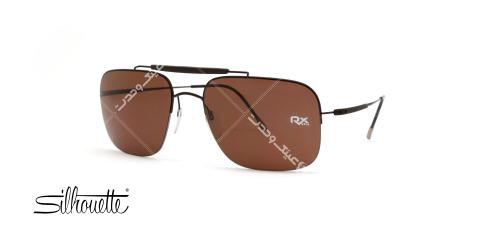 عینک آفتابی مستطیلی سیلوت قهوه ای با بدنه قهوه ای - عکاسی توسط عینک وحدت - زاویه ی راست به