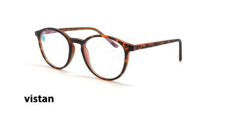 عینک آماده بلوکنترل گرد ویستان VISTAN OB0328 XL - قهوه ای هاوانا - عکاسی وحدت - زاویه سه رخ 