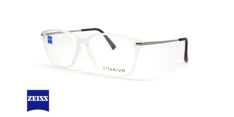 عینک طبی تیتانیوم مستطیلی زایس ZEISS ZS10009  - رنگ شیشه ای و مشکی - عکس زاویه سه رخ 