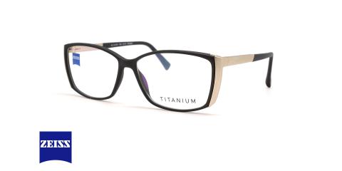 عینک طبی کائوچویی فلزی زایس مدل ZS10015 - رنگ مشکی طلایی - عکس از زاویه سه رخ