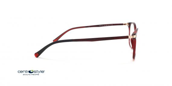 عینک طبی رویه دار سنترو استایل رنگ قرمز با رویه آفتابی قهوه ای - عکس زاویه کنار