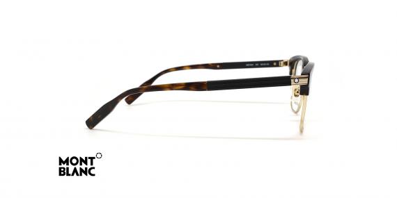 عینک طبی کلاب مستر مون بلان - رنگ قهوه ای هاوانا و طلایی - عکس زاویه کنار