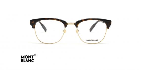 عینک طبی کلاب مستر مون بلان - رنگ قهوه ای هاوانا و طلایی - عکس زاویه روبرو