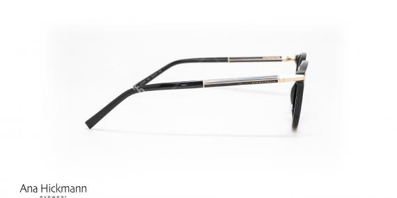 عینک طبی کائوچویی دسته دو رو مشکی طلایی رنگ آناهیکمن - عکاسی عینک وحدت - زاویه کنار