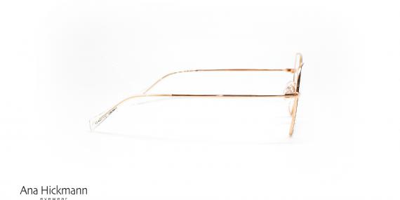عینک طبی زنانه هیکمن فریم چندضلعی فلزی طلایی و مشکی - عکس از زاویه کنار