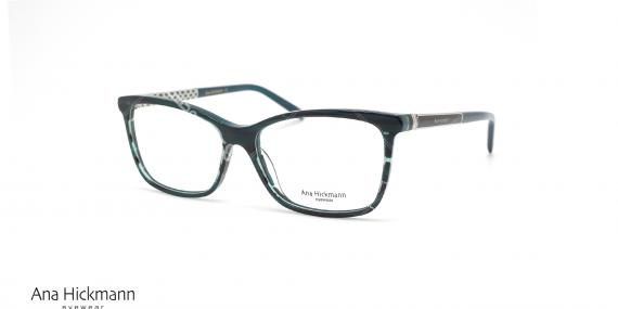 عینک طبی گربه ای کائوچویی زنانه آناهیکمن فریم سبز و مشکی - عکس از زاویه سه رخ