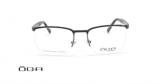 عینک طبی زیرگریف  اگا - OGA 10054O - مشکی قهوه ای - عکاسی وحدت - زاویه روبرو