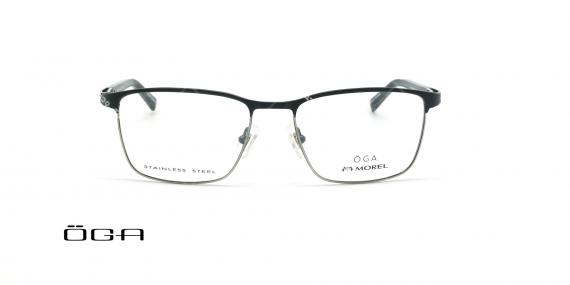 عینک طبی مستطیلی اوگا - OGA 10071O - مشکی نقره ای- عکاسی وحدت - زاویه روبرو