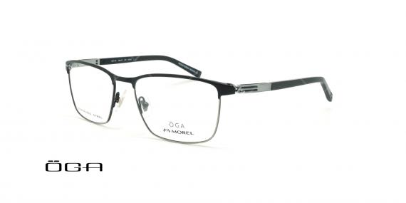 عینک طبی مستطیلی اوگا - OGA 10071O - مشکی نقره ای- عکاسی وحدت - زاویه سه رخ
