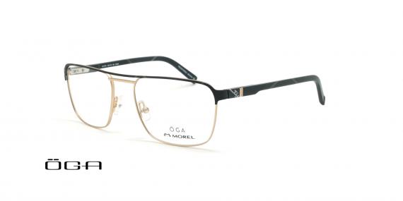 عینک طبی مربعی  اگا - OGA 10107O - مشکی طلایی - عکاسی وحدت - زاویه سه رخ