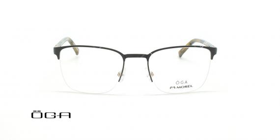 عینک طبی زیرگریف  اگا - OGA 10108O - مشکی نقره ای- عکاسی وحدت - زاویه روبرو