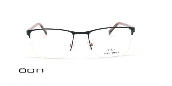 عینک طبی زیرگریف  اگا - OGA 10110O - مشکی قرمز - عکاسی وحدت - زاویه روبرو