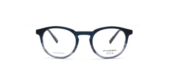 عینک طبی اوگا فریم کائوچویی گرد رو رنگ، رنگ آبی تیره و آبی روشن طرح سنگ - عکس از زاویه روبرو
