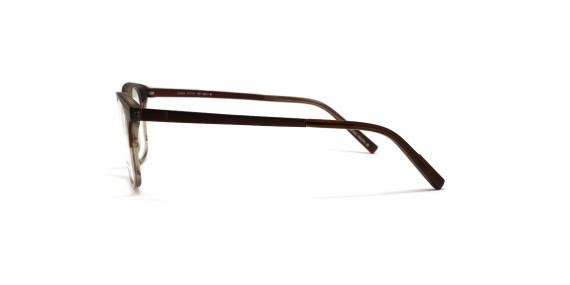عینک طبی اوگا فریم کائوچویی مربعی به رنگ قهوه ای با رگه های تیره و روشن - عکس از زاویه کنار