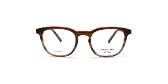 عینک طبی اوگا فریم کائوچویی گرد به رنگ قهوه ای تیره و روشن - عکس از زاویه روبرو
