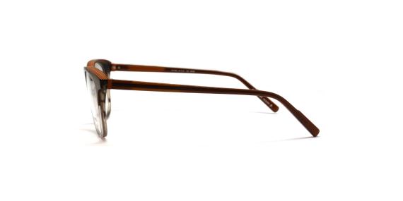 عینک طبی اوگا فریم کائوچویی گرد به رنگ قهوه ای تیره و روشن - عکس از زاویه کنار