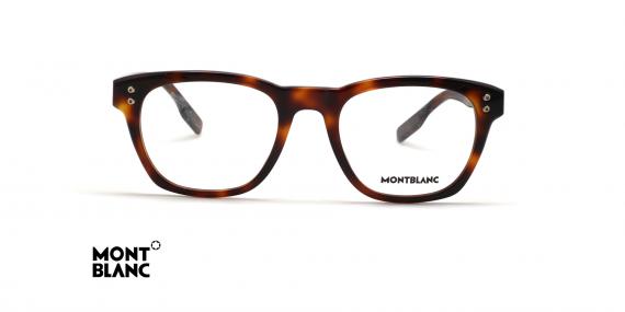 عینک طبی مون بلان فریم کائوچویی مربعی ضخیم رنگ قهوه ای هاوانا - عکس از زاویه روبرو