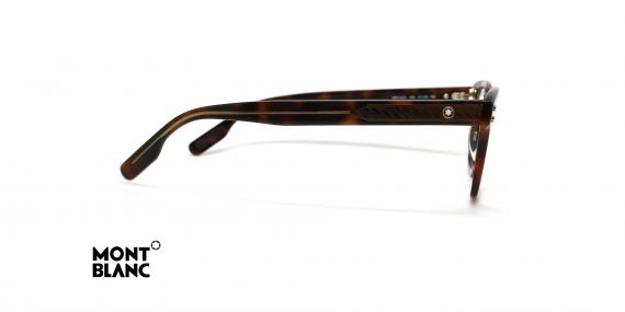 عینک طبی مون بلان فریم کائوچویی مربعی ضخیم رنگ قهوه ای هاوانا - عکس از زاویه کنار