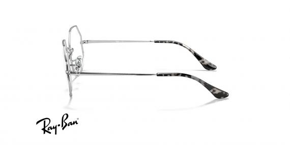 عینک طبی چند ضلعی ری بن فریم فلزی نقره ای - عکس از زاویه کنار