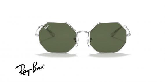 عینک آفتابی چندضلعی ریبن رنگ نقره ای و عدسی سبز - عکس زاویه روبرو