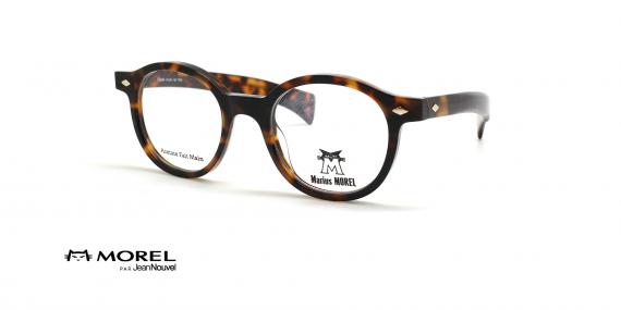 عینک طبی گرد جین نووِل - رنگ قهوه ای هاوانا - عکس از زاویه سه رخ