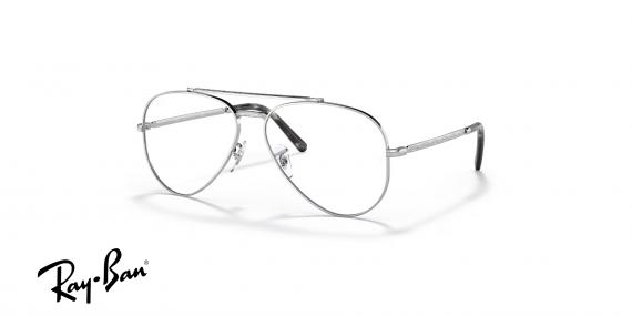 عینک طبی ری بن فریم فلزی مدل خلبانی نقره ای رنگ - عکس از زاویه سه رخ