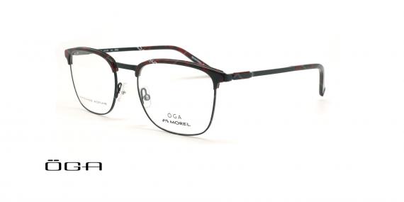 عینک طبی مربعی اوگا - OGA 10120O - مشکی -مشکی قرمز - عکاسی وحدت - زاویه سه رخ
