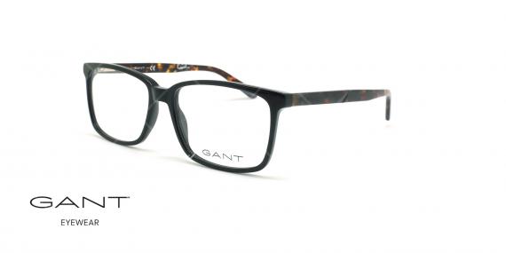 عینک طبی مستطیلی گانت -GANT GA3165 - مشکی قهوه ای هاوانا  - عکاسی وحدت - زاویه سه رخ 
