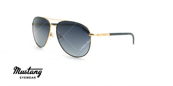 عینک آفتابی خلبانی پلاریزه موستانگ - MUSTANG POLARIZED MU1741 - طلایی مشکی - عکاسی وحدت - زاویه سه رخ 
