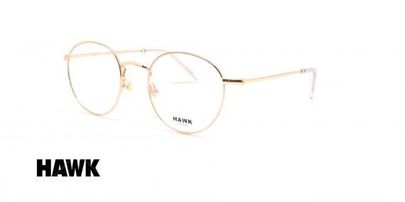 عینک طبی گرد هاوک - HAWK HW7145 - طلایی - عکاسی وحدت - زاویه سه رخ