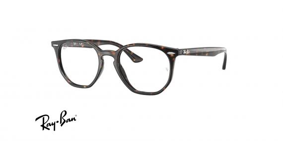 عینک طبی کائوچویی ری بن فریم چندضلعی - رنگ قهوه ای هاوانا - عکس از زاویه سه رخ