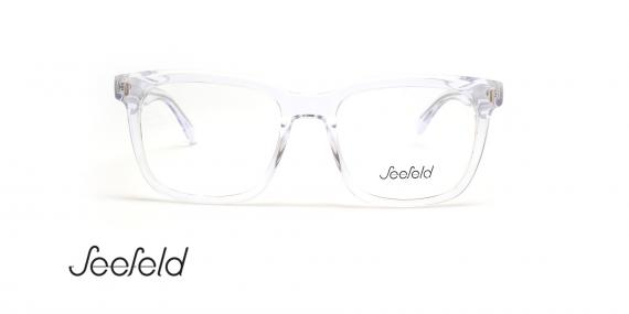عینک طبی مربعی کائوچویی سیفلد - رنگ شیشه ای - عکس زاویه روبرو