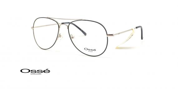 عینک طبی فلزی خلبانی اوسه - فریم مشکی و نقره ای - عکس زاویه سه رخ