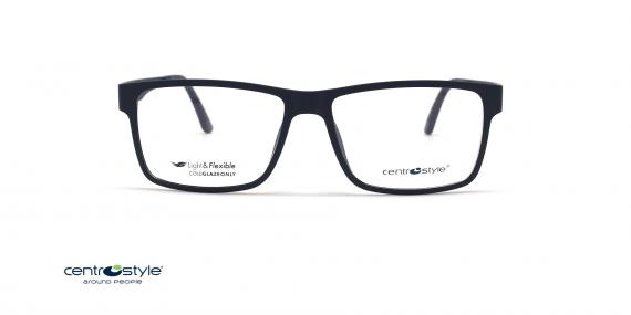 عینک طبی رویه دار سنترواستایل فریم کائوچویی مستطیلی رنگ سرمه ای تیره - عکس از زاویه روبرو