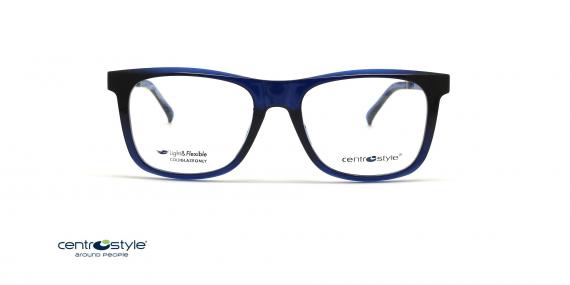 عینک طبی رویه دار سنترواستایل فریم کائوچویی مربعی سورمه ای - عکس از زاویه روبرو