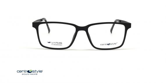 عینک طبی رویه دار سنترواستایل فریم کائوچویی مستطیلی رنگ مشکی - عکس از زاویه روبرو