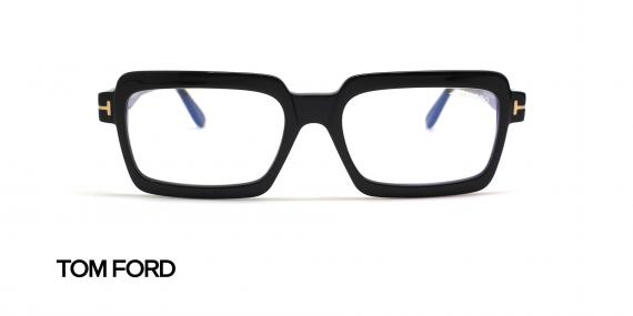 عینک کائوچویی مستطیلی تام فورد با عدسی بلوکنترل رنگ مشکی - عکس زاویه روبرو