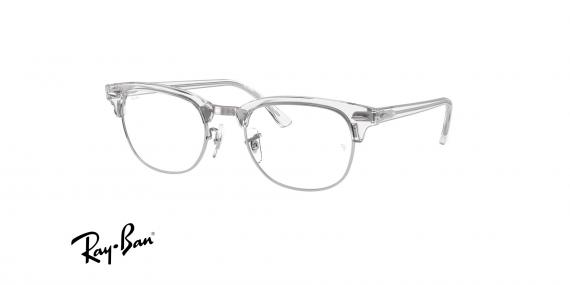 عینک طبی ری بن فریم کلاب مستر ابرویی کائوچویی رنگ شیشه ای - عکس از زاویه سه رخ