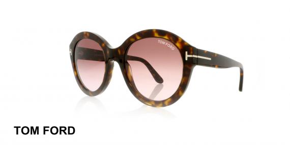عینک گرد کائوچویی زنانه  تام فورد - TOMFORD TF611- رنگ فریم قهوه ای هاوانا - اپتیک وحدت - عکس زاویه سه رخ