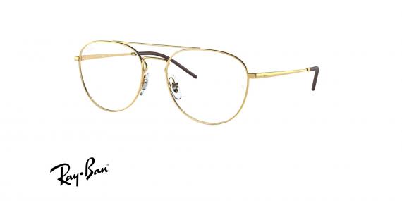 عینک طبی ری بن فریم فلزی شبه خلبانی دوپل طلایی رنگ - عکس از زاویه سه رخ 