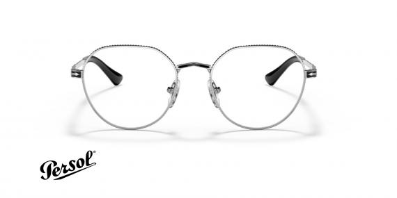 عینک طبی پرسول فریم فلزی گرد دور تا دور حدقه شیار طراحی شده است - عکس از زاویه روبرو