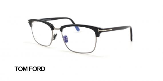 عینک طبی کلاب مستر مشکی نقره ای تام فورد - عکس زاویه سه رخ 