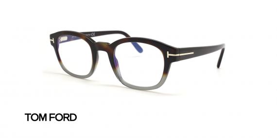 عینک طبی کائوچویی تام فورد مدل TF5808 -دورنگ قهوه ای هاوانا و توسی 