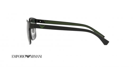 عینک آفتابی کلاب مستر امپریو آرمانی فریم مشکی مربعی عدسی دودی - عکس از زاویه کنار