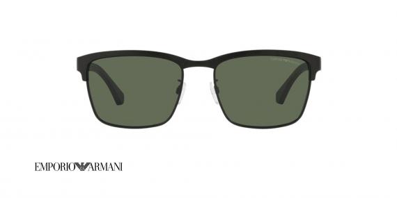 عینک آفتابی کلاب مستر امپریو آرمانی فریم مشکی مربعی عدسی دودی - عکس از زاویه روبرو