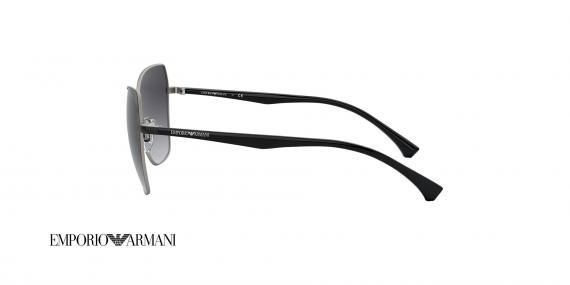 عینک آفتابی زنانه امپریو آرمانی فریم گربه ای مشکی فلزی و عدسی سورمه ای - عکس از زاویه کنار
