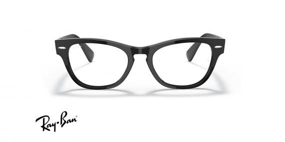 عینک طبی ری بن فریم کائوچویی مشکی حدقه زاویه دار مشکی - عکس از زاویه روبرو