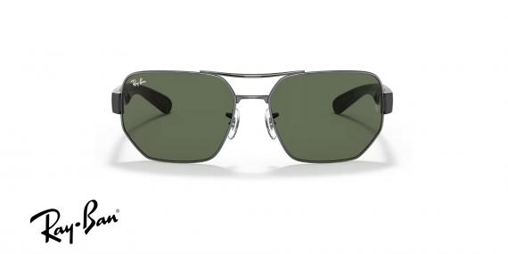 عینک آفتابی ری بن چند ضلعی طرح خلبانی فریم فلزی مشکی و عدسی سبز - عکس از زاویه روبرو